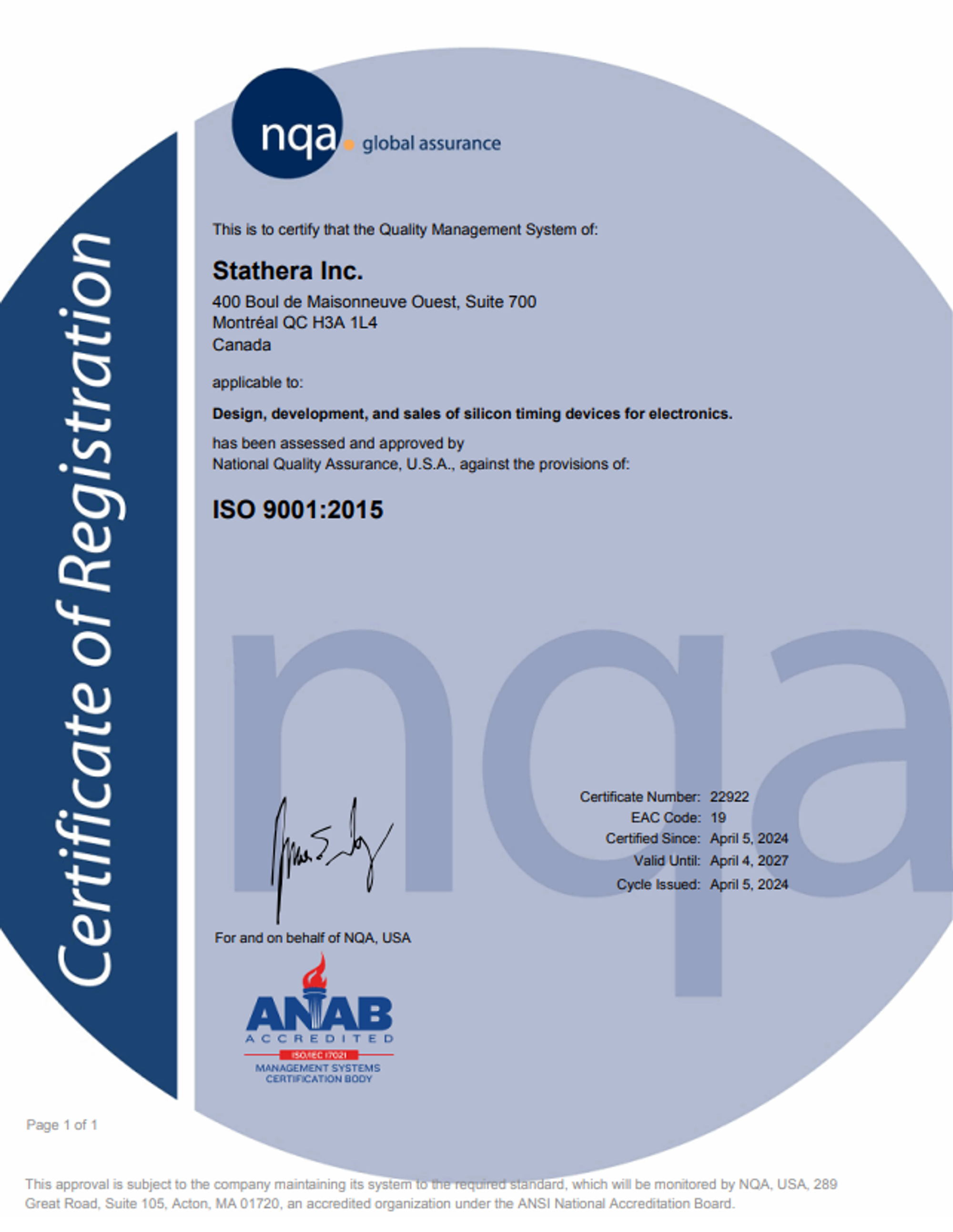 ISO 9001:2015 Certificate